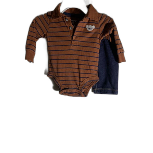 Carter's Bundle 2 Brown/Blue Long Sleeve & Pants 3 Months - Picture 3 of 7